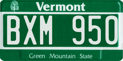 VT license plate BXM950