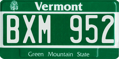 VT license plate BXM952