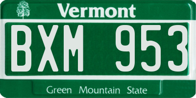 VT license plate BXM953