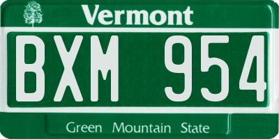 VT license plate BXM954