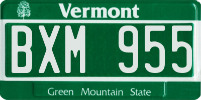 VT license plate BXM955