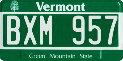 VT license plate BXM957