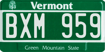 VT license plate BXM959
