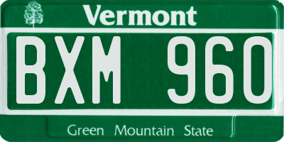 VT license plate BXM960
