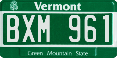 VT license plate BXM961