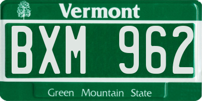 VT license plate BXM962