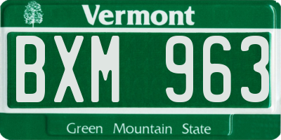 VT license plate BXM963