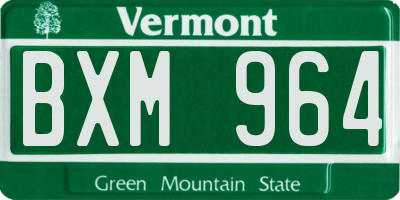 VT license plate BXM964