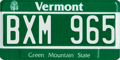 VT license plate BXM965