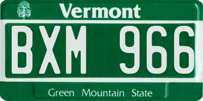 VT license plate BXM966