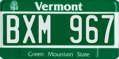 VT license plate BXM967