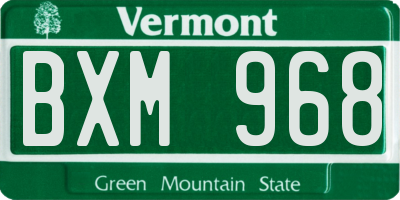 VT license plate BXM968