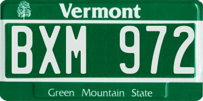 VT license plate BXM972
