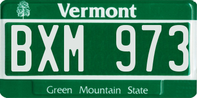 VT license plate BXM973