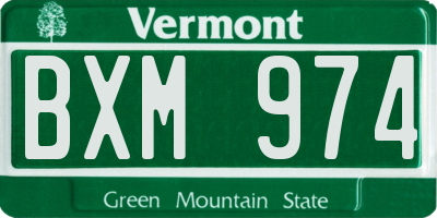 VT license plate BXM974