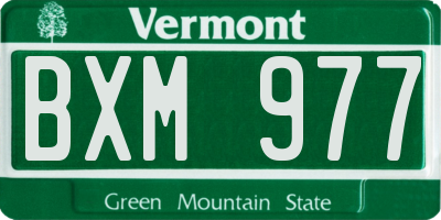 VT license plate BXM977