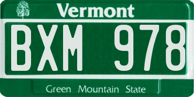 VT license plate BXM978