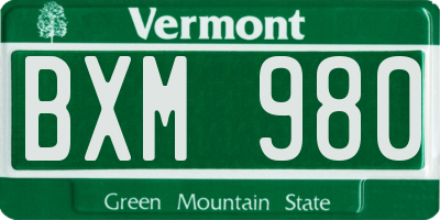 VT license plate BXM980