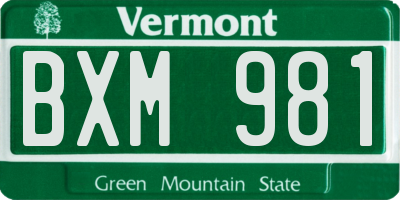 VT license plate BXM981