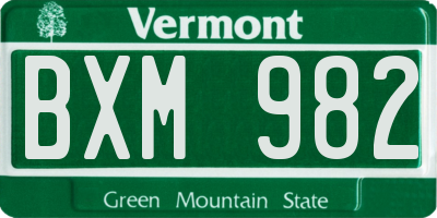 VT license plate BXM982