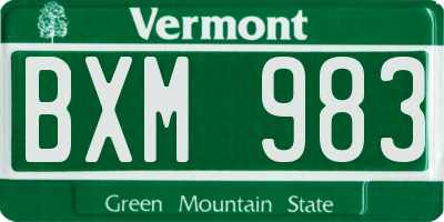 VT license plate BXM983