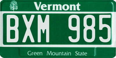 VT license plate BXM985