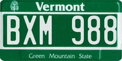 VT license plate BXM988