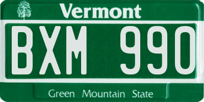VT license plate BXM990