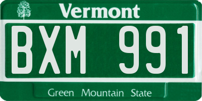 VT license plate BXM991