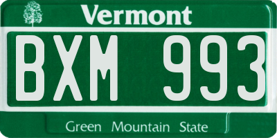 VT license plate BXM993