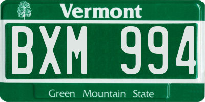 VT license plate BXM994