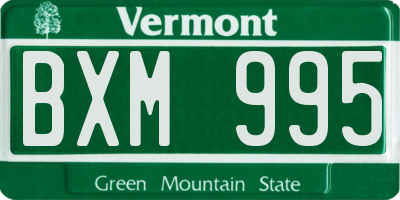 VT license plate BXM995