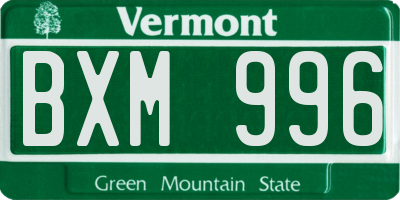VT license plate BXM996