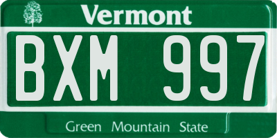 VT license plate BXM997