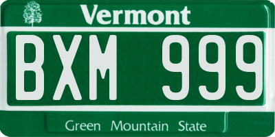 VT license plate BXM999
