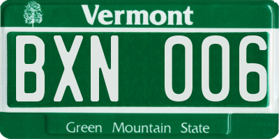 VT license plate BXN006