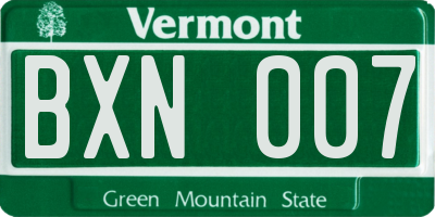 VT license plate BXN007