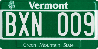 VT license plate BXN009