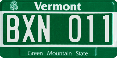 VT license plate BXN011