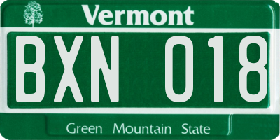 VT license plate BXN018