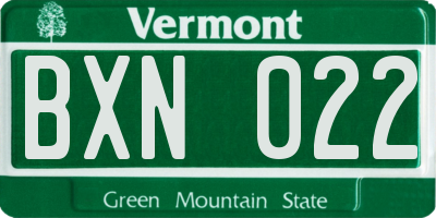 VT license plate BXN022