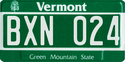 VT license plate BXN024