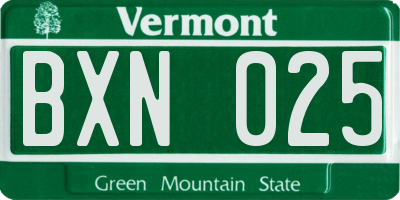 VT license plate BXN025