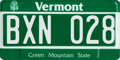 VT license plate BXN028
