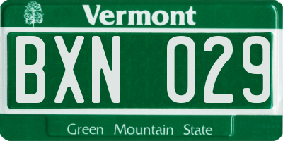 VT license plate BXN029