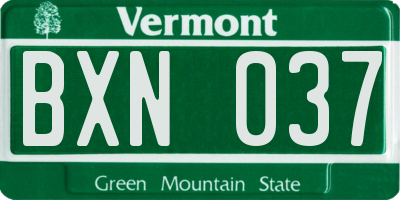 VT license plate BXN037