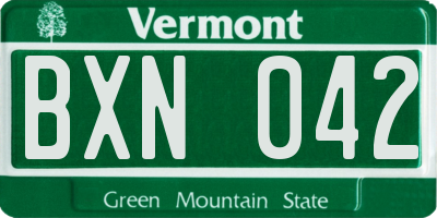 VT license plate BXN042