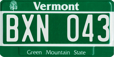 VT license plate BXN043