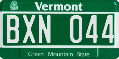 VT license plate BXN044