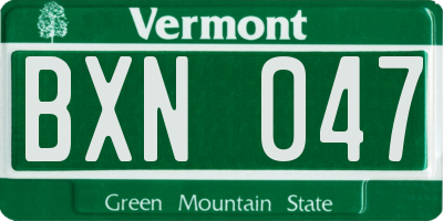 VT license plate BXN047